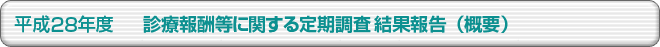 平成28年度 診療報酬等に関する定期調査結果報告