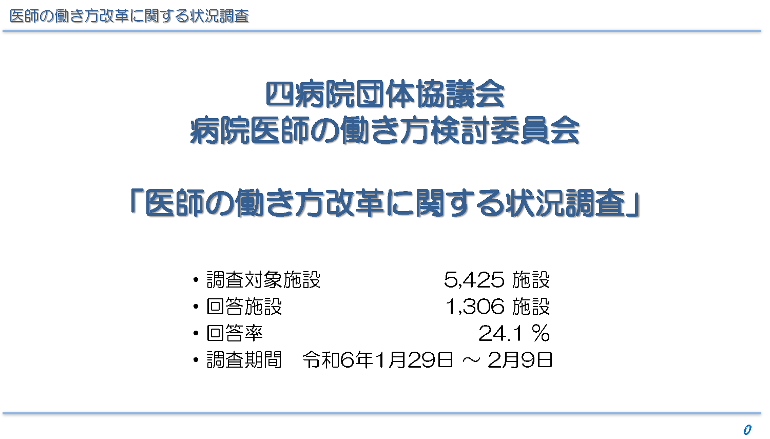 (四病院団体協議会・病院医師の働き方検討委員会)「医師の働き方改革に関する状況調査」(2024.03.25)